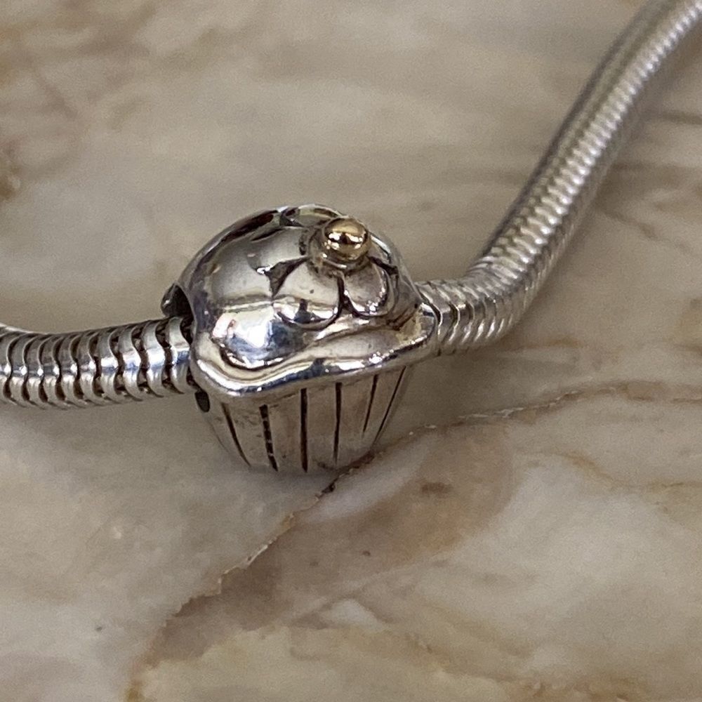 Michael Hill 10K / 925 Sterling Silver Cupcake Charm Bead